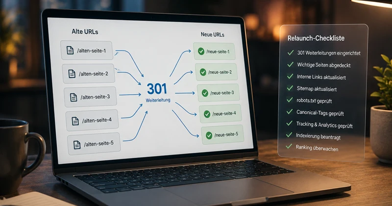 301 Weiterleitungen & Relaunch-Checkliste: Rankings sichern